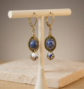 Lapis and Blue/White bead in Gold Bead Frame
